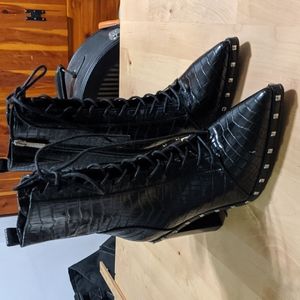 Charles David Studded Faux Alligator Boots